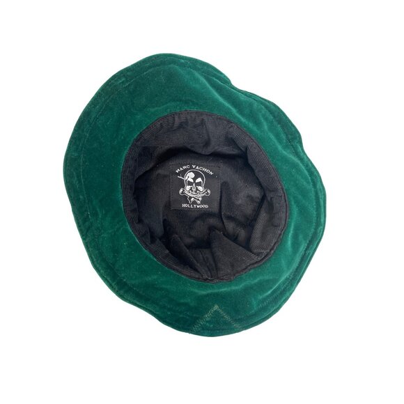 New Marc Vachon Hollywood Pine Green Velvet Fedora Rocker Hat 60cm / 24” Sz L - Picture 6 of 7